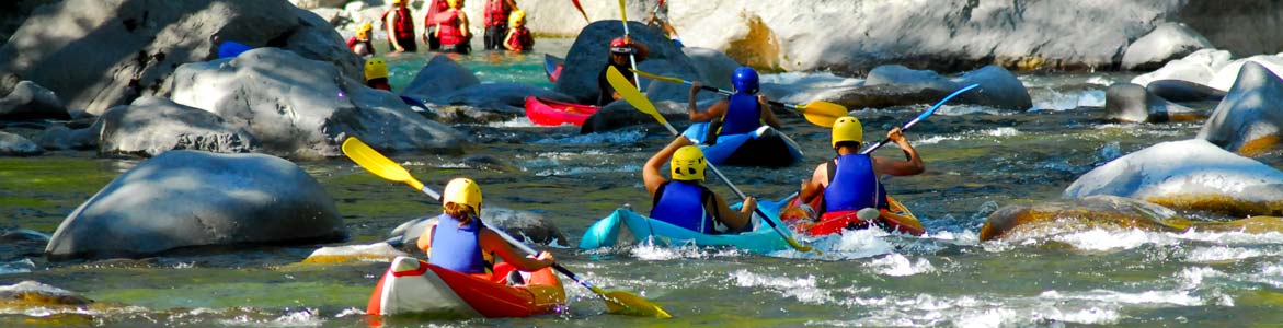 Canoë-raft et kayak-raft en action sur l'Ubaye