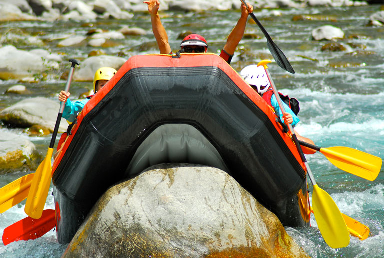 Raft plein face sur un rochet