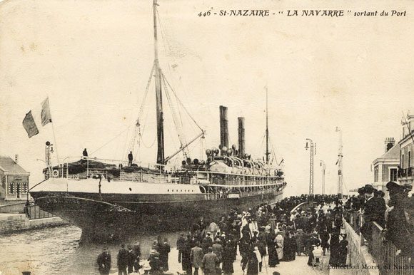 Paquebot « La Navarre » quittant Saint-Nazaire à destination de Veracruz
